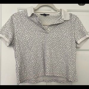 Land end cropped polka dot top!